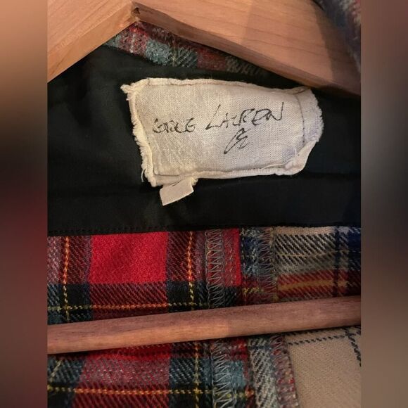 Greg Lauren Flannel - Collared Dress Shirt - Red Cream - L - Button Down Shirt - Picture 8 of 12